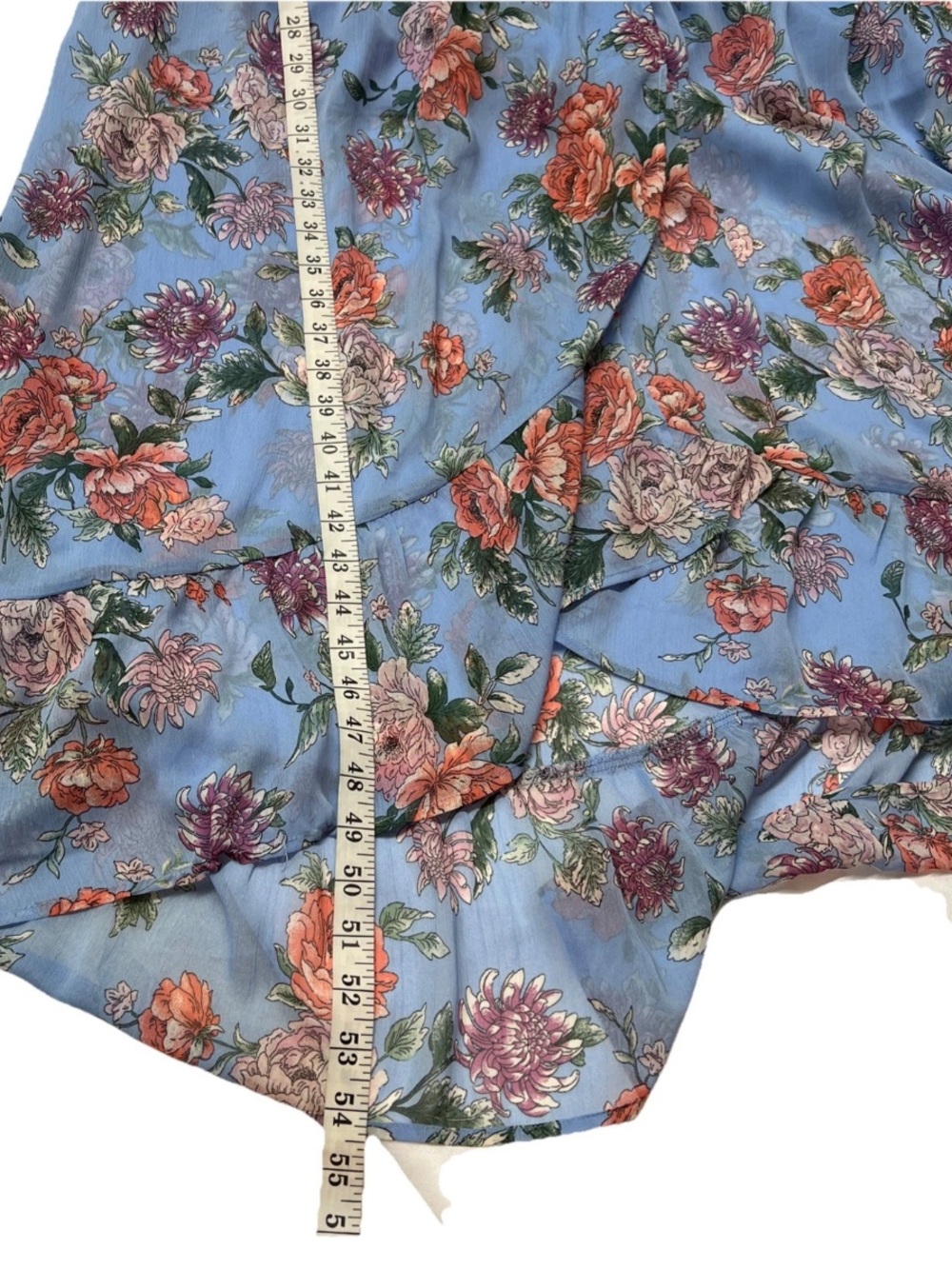 Band of Gypsies Light Blue Floral Asymmetrical Cottagecore Maxi Dress XL - Picture 16 of 16